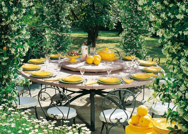 table à manger mobilier de jardin table ronde fer forge