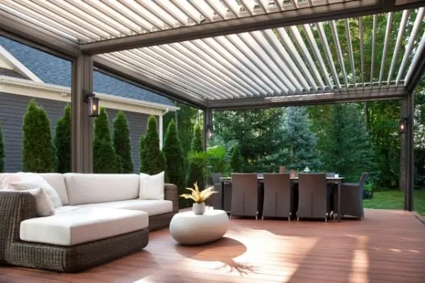 une pergola avec lames orientables
